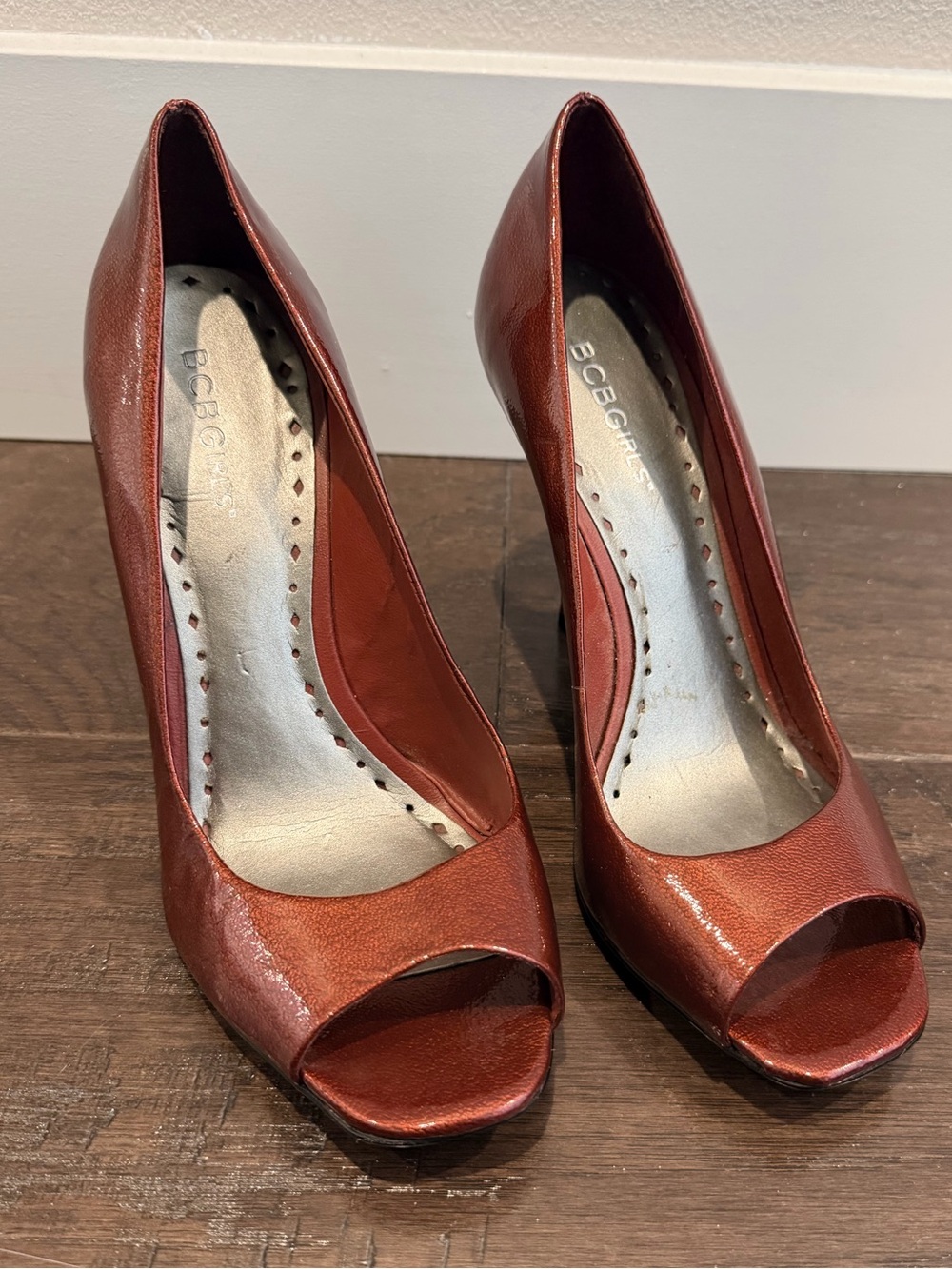 BCBGirls Open-Toe Pumps in Rust